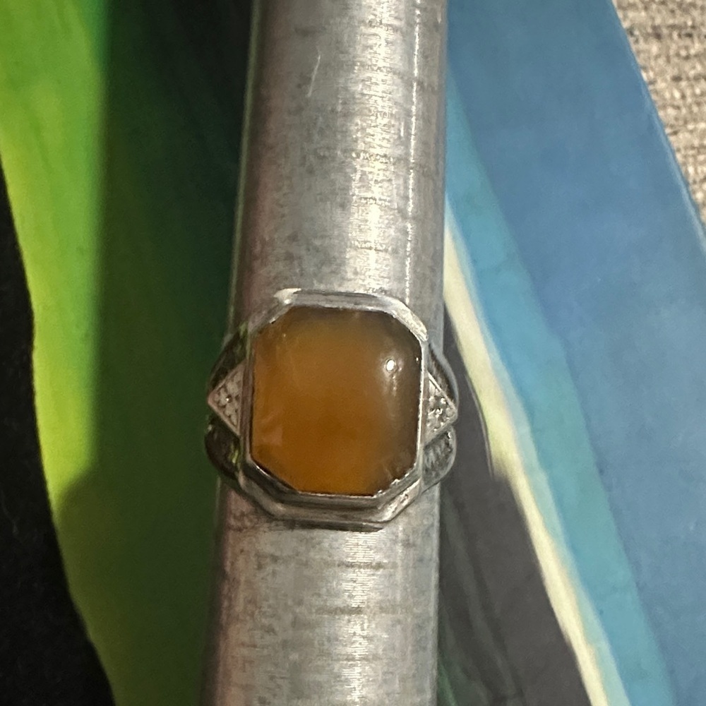 925 VTG Honey Agate Ring